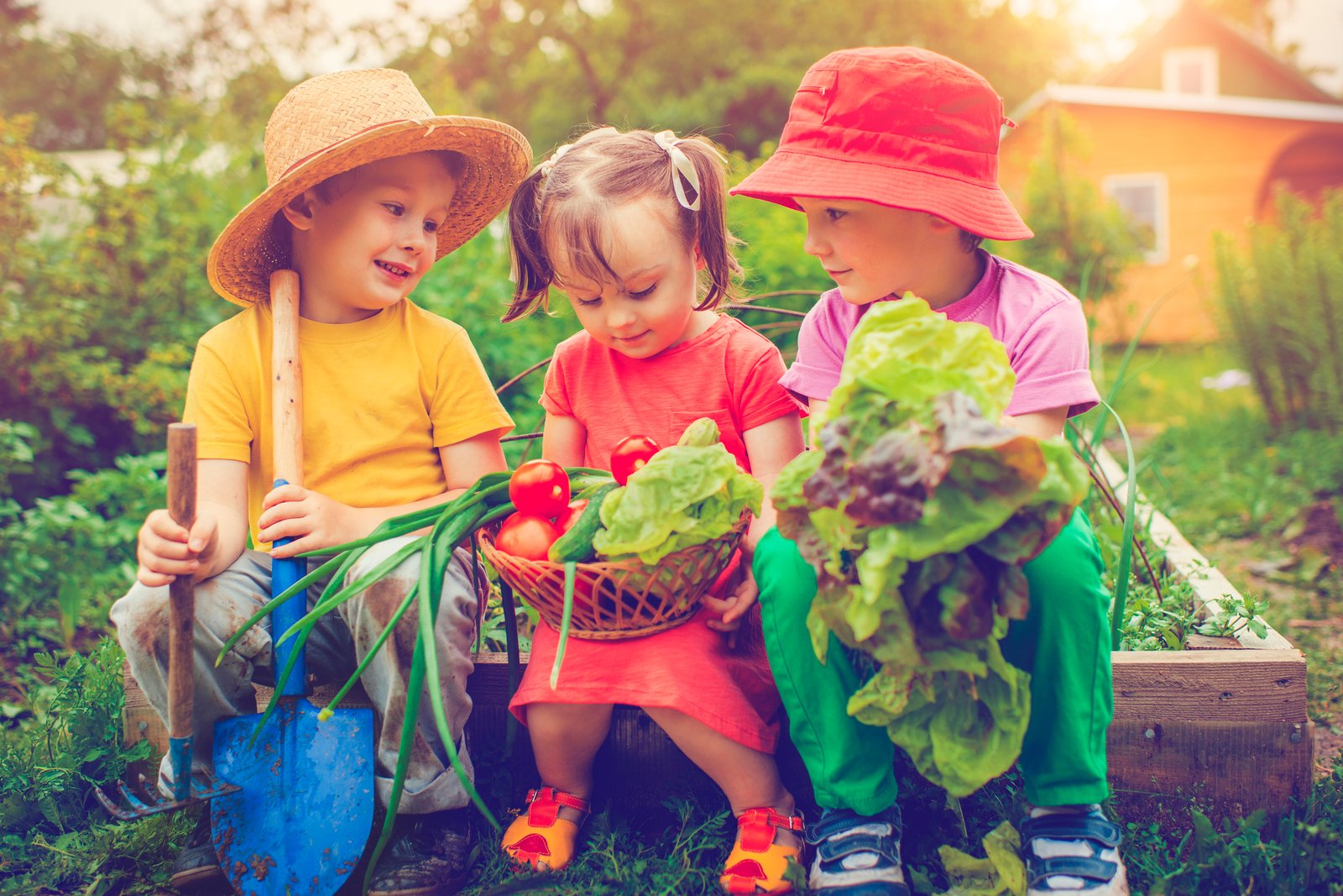 Smiling Children in a garden